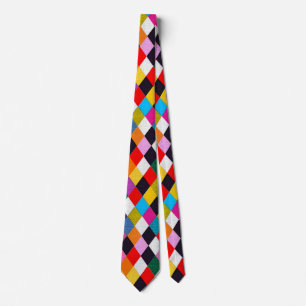 MARDI GRAS HARLEQUIN PATTERN Colorful Rhombi Neck Tie