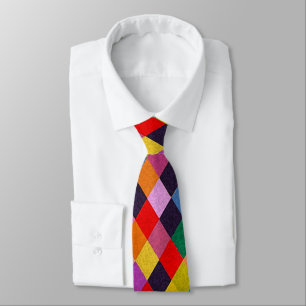 MARDI GRAS HARLEQUIN PATTERN Colorful Rhombi Neck Tie