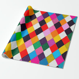 MARDI GRAS HARLEQUIN PATTERN Colorful Rhombi Wrapping Paper