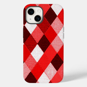 MARDI GRAS HARLEQUIN PATTERN Red Pink White Rhombi Case-Mate iPhone 14 Case