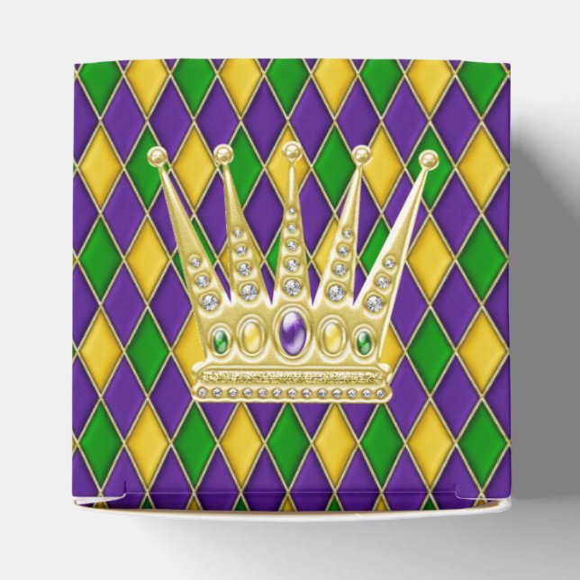 Mardi Gras Harlequin pattern with Crown2 Favor Boxes (Top)