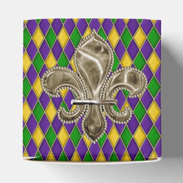 Mardi Gras Harlequin pattern with Fleur de Lis Favor Boxes (Top)