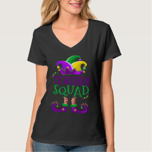 Mardi Gras Hat Teacher Squad  School Elf T-Shirt