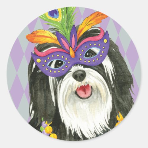 Mardi Gras Havanese Classic Round Sticker