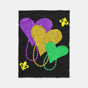 Mardi Gras Hearts Cute Outfit Women Girls Kids Tod Fleece Blanket