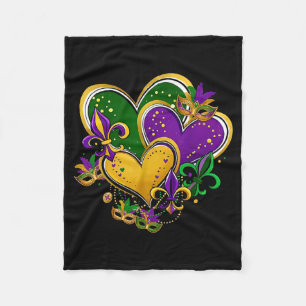 Mardi Gras Hearts Cute Outfit Women Girls Kids Tod Fleece Blanket