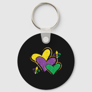 Mardi Gras Hearts Cute Outfit Women Girls Kids Tod Keychain