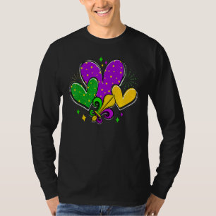 Mardi Gras Hearts Love Mardi Gras Fleur De Lys Fes T-Shirt