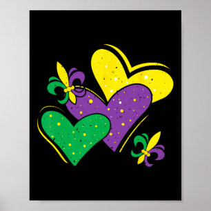 Mardi Gras Hearts Outfit Women Girls Kids Toddler  Poster