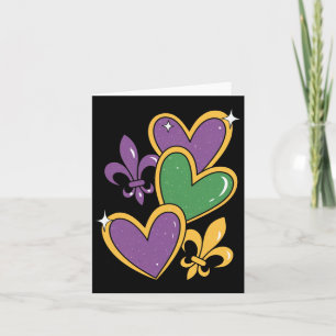 Mardi Gras Hearts Women Girls Kids Toddler Card