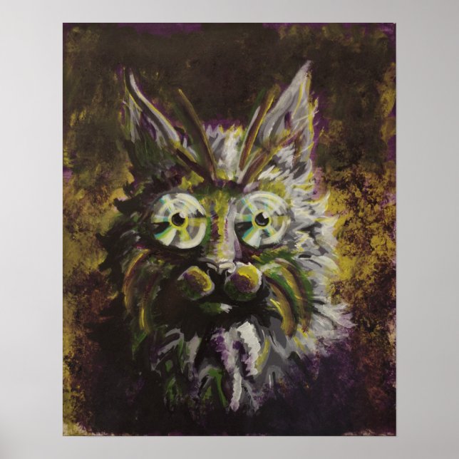 Mardi Gras - Hypnotic Cat Pop Surrealism Poster (Front)