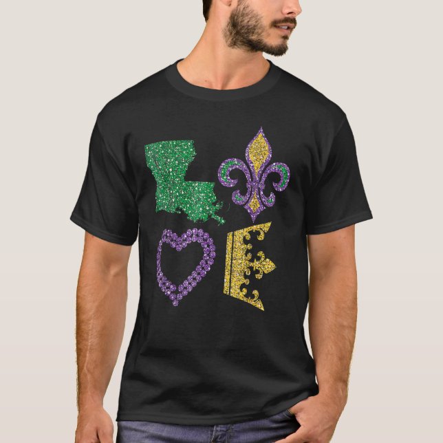 Mardi Gras I Love Mardi Gras Distressed T-Shirt (Front)