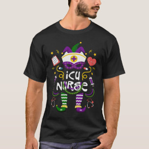 Mardi Gras ICU Nurse Women Costume Mardi Gras Nurs T-Shirt