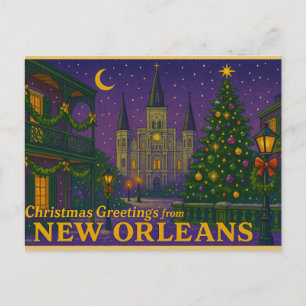 Mardi Gras Inspired New Orleans Christmas Postcard