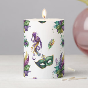 Mardi Gras Inspired  Pillar Candle