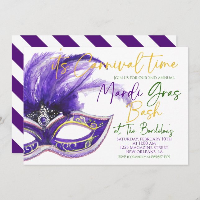 Mardi Gras Invitation (Front/Back)