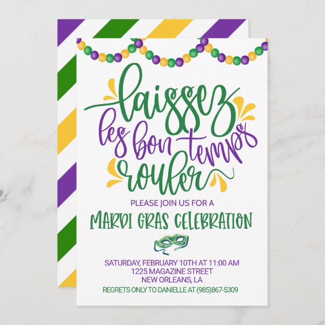 Mardi Gras Invitation (Front/Back)