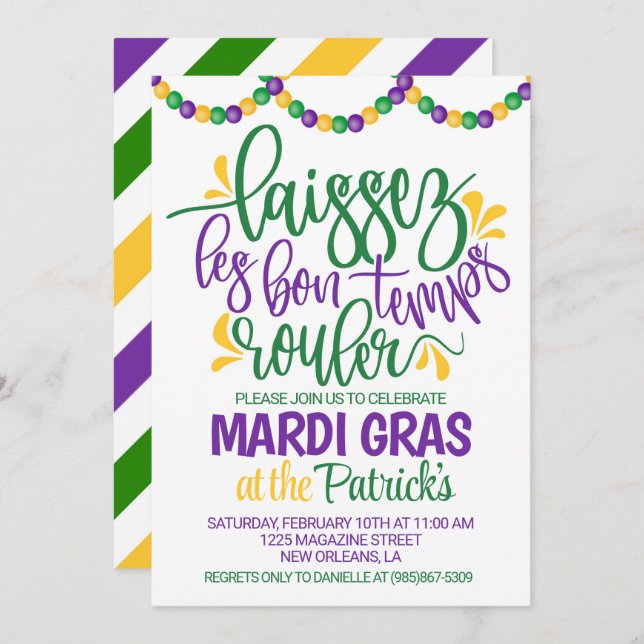Mardi Gras Invitation (Front/Back)