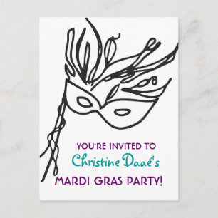 Mardi Gras! Invitation Postcard