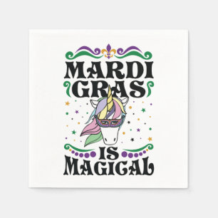 Mardi Gras Is Magical Cute Unicorn Napkins