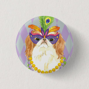 Mardi Gras Japanese Chin Pinback Button