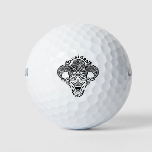 Mardi Gras Jester bw Golf Balls