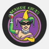 Harlequin Jester Mardi Gras - 12 inch Vinyl Sticker Waterproof Decal