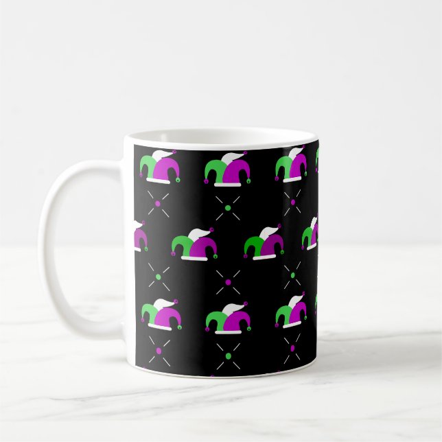 Mardi Gras Jester Hat Pattern Mug (Left)