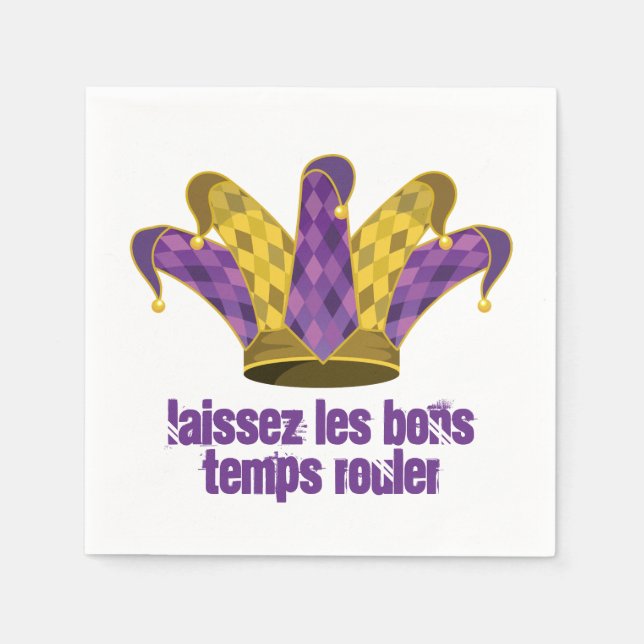 Mardi Gras Jester Laissez les bons temps rouler Napkins (Front)