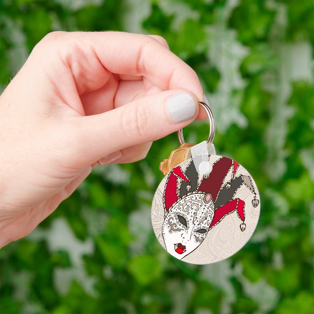 Mardi Gras Jester Mask Venetian Carnival Keychain (Creator Uploaded)