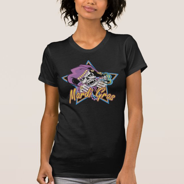 Mardi Gras Jester Skull T-Shirt (Front)