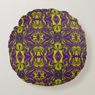 Mardi Gras Kaleidoscope Round Pillow