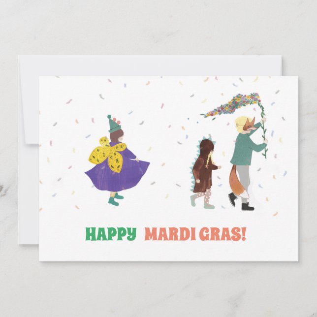 Mardi Gras Kids Carnival Spring Illustration Invitation (Front)