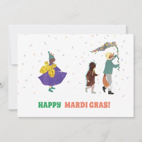 Mardi Gras Kids Carnival Spring Illustration Invitation