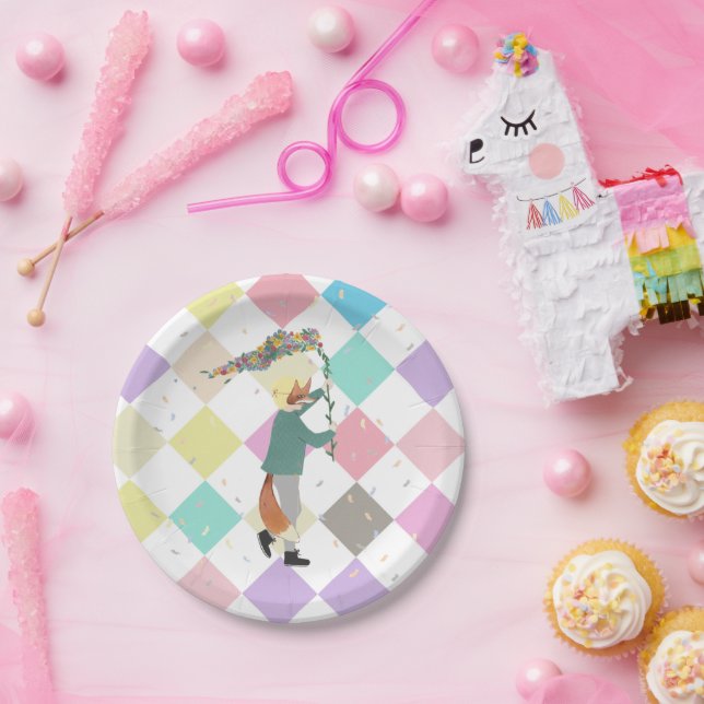 Mardi Gras Kids Carnival Spring Illustration Paper Plates (Party)