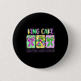 Mardi Gras King Cake Coquette Bow Girl Women Carni Button