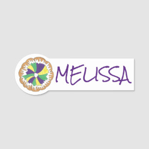 Mardi Gras King Cake New Orleans Bakery Pastry Name Tag