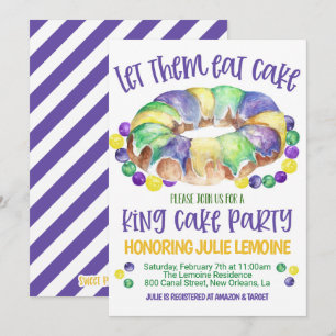 Mardi Gras King Cake Party Invitation