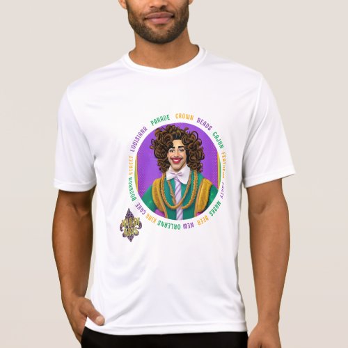 Mardi Gras King Cartoon With Full Curly Hair T_Shirt