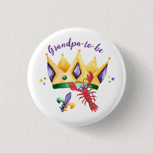 Mardi Gras King Crown Grandpa-to-be Button