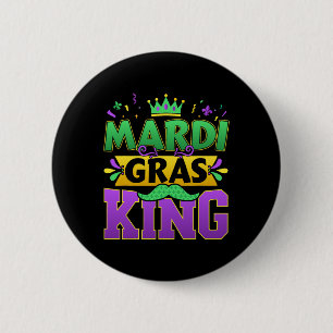 Mardi Gras King For New Orleans Carnival Costume  Button