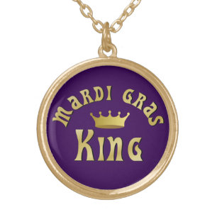 Mardi Gras King Gold Plated Necklace