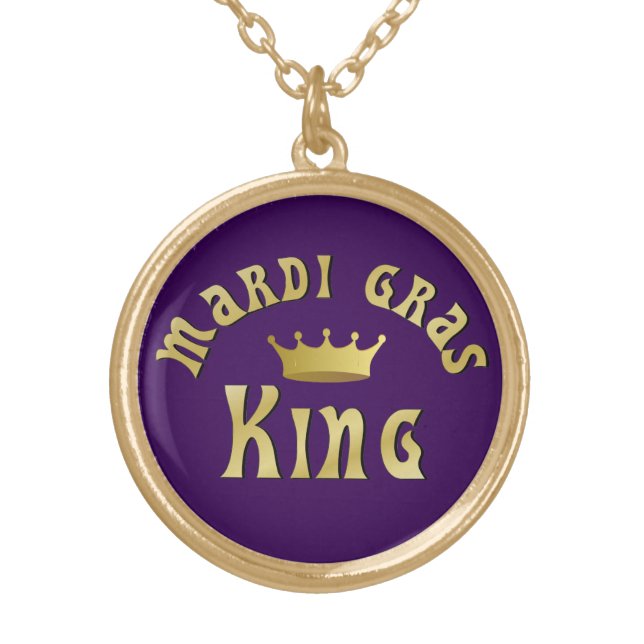Mardi Gras King Gold Plated Necklace (Front)