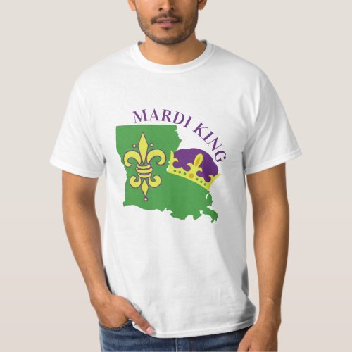 Mardi Gras King Louisiana Crown  Fleur De Lis T_Shirt