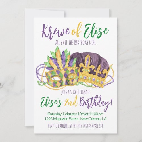 Mardi Gras King Second Birthday Invitation