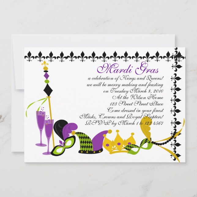 Mardi Gras King's Court Invitation (Front)