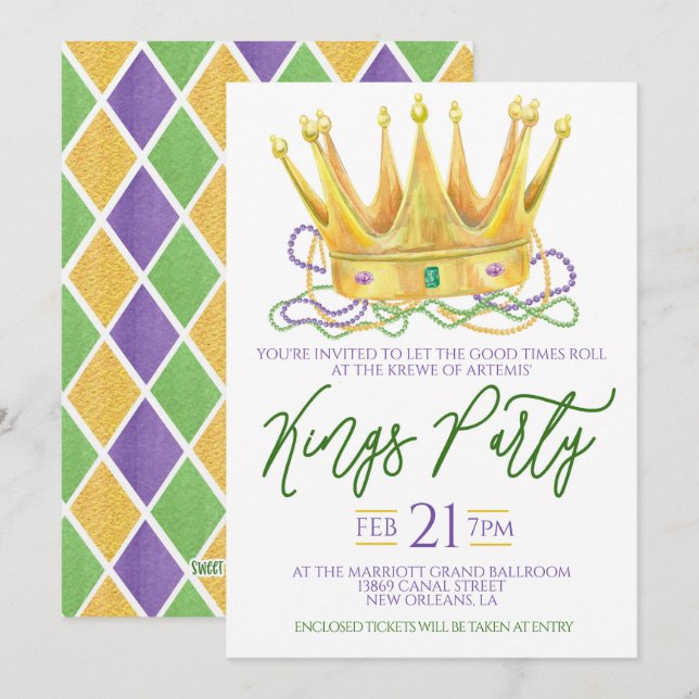 Mardi Gras Kings Party Invitation (Front/Back)