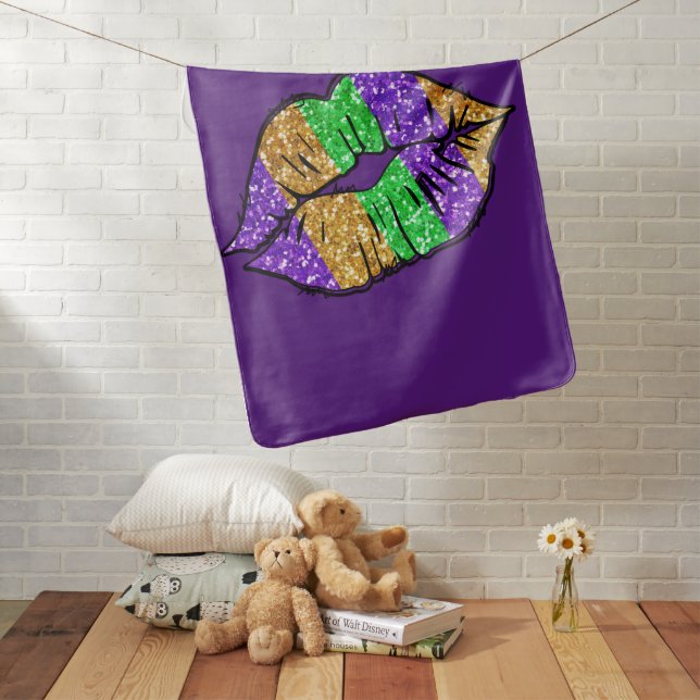 Mardi Gras Kiss Baby Blanket (In Situ)