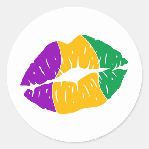 Mardi Gras Kiss Classic Round Sticker