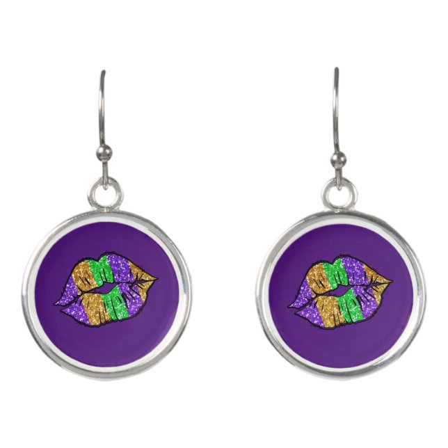 Mardi Gras Kiss Earrings (Front)